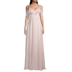 NWT Levkoff Womens Ruffle trim Chiffon Gown Petal Pink size medium